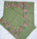 Elegant pista green moonga Kota saree featuring delicate floral embroidery along the borders in soft pink and green hues-DIYA001MC