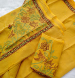 Yellow shade Kota hand embroidery saree and blouse -DIYA001YS