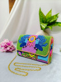 Blue Bird in the Sky , All over seed bead Envelope Clutch Bag for women -SHRINGA001BB