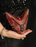 Red Butterfly , Stone studded Butterfly Design Clutch Bag for Women -AKSH001BCA