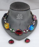 Tarasha , elegant Designer Multi shade stone necklace set for women -JAYDU001MS