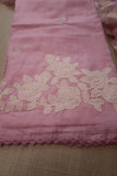 Pastel Pink Shade Lovely Applique embroidered Kota silk top and dupatta With Plain Bottom-DIYA001KSC