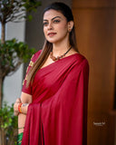 South Indian Celebrity Anushree Inspired Plain modal silk with Zari pallu-KERAL001AS