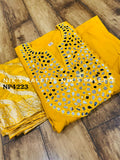 NP4223 Yellow Premium mul chanderi anarkali kurta with  pant and dupatta -SOC001YS