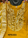 NP4223 Yellow Premium mul chanderi anarkali kurta with  pant and dupatta -SOC001YS