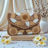 Combo of 7 , Floral Luxe Envelop Beautifully crafted Envelope style clutches  adorned with Floral embroidery bead work -AKSH001CCB