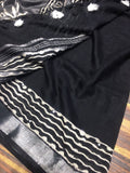 Black Fancy Soft Cotton Saree with Blouse -SACHI001BW