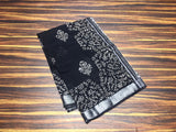 Black Fancy Soft Cotton Saree with Blouse -SACHI001BW