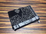Black Fancy Soft Cotton Saree with Blouse -SACHI001BW