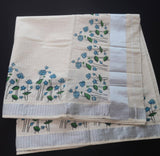 Lotus Printed Stripes Woven Kerala Cotton Saree with Blouse -DIYA001KS