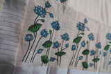 Lotus Printed Stripes Woven Kerala Cotton Saree with Blouse -DIYA001KS