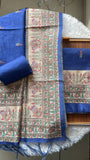 Jaipur Blue shade Digital Madhubani Printed Tussar Top and Dupatta with Bottom-DIYA001JT