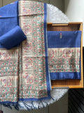 Jaipur Blue shade Digital Madhubani Printed Tussar Top and Dupatta with Bottom-DIYA001JT