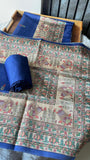 Jaipur Blue shade Digital Madhubani Printed Tussar Top and Dupatta with Bottom-DIYA001JT