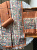 Mustard Yellow shade Digital Madhubani Printed Tussar Top and  Dupatta with Bottom-DIYA001MT