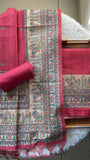 Earthy Pink shade Digital Madhubani Printed Tussar Top &  Dupatta with Bottom-DIYA001PT
