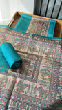 Happy Blue shade Digital Madhubani Printed Tussar Top and  Dupatta with Bottom-DIYA001BT