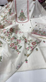 White shade Pure roman fabric shirt with work -FASHION001WM