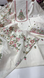 White shade Pure roman fabric shirt with work -FASHION001WM