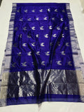 Little Birds , Indigo  Blue Shade Pure chanderi handloom saree for women -NAGMA001BS