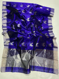 Little Birds , Indigo  Blue Shade Pure chanderi handloom saree for women -NAGMA001BS