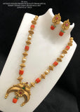 Dhanalakshmi , Matte Gold Finish Kemp Coral Beads Necklace Set for women -LUCKY001CM