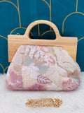 Monika , Sequin Embroidered Wooden Handles Floral Handbag with Detachable Strap Evening Bag for Wedding Party-RITUA001WCA