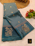 Pastel Blue shade Beautiful Soft  Mysore crape silk saree for women- TREND001BM