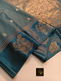 Pastel Blue shade Beautiful Soft  Mysore crape silk saree for women- TREND001BM