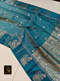 Pastel Blue shade Beautiful Soft  Mysore crape silk saree for women- TREND001BM
