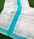 Neelima  , Cutwork on Kerala Cotton Saree with Blouse - DIYA001CWSB