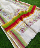 Sumitra , Cutwork on Kerala Cotton Saree with Blouse - DIYA001CWSA