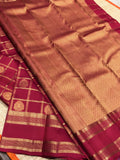 Kanakalatha ,Red Kanjeevaram Silk Saree with Golden Checks Design -SACHI001RSGC