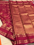 Kanakalatha ,Red Kanjeevaram Silk Saree with Golden Checks Design -SACHI001RSGC