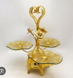 Stylish Golden Serving 3 tier platter for Table Decor -AKSH001TD