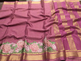 Nayantara , Onion Pink Shade Pure Mysore silk saree With Cutwork and Embroidery work for women -SACHI001PMYSP