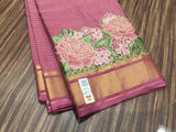 Nayantara , Onion Pink Shade Pure Mysore silk saree With Cutwork and Embroidery work for women -SACHI001PMYSP