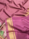 Nayantara , Onion Pink Shade Pure Mysore silk saree With Cutwork and Embroidery work for women -SACHI001PMYSP