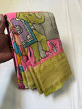 Sushmita , Pink and Green combination  Pen Kalamkari Banglore silk saree for women -SACHI001PK