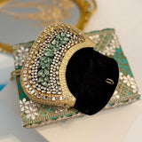 The Fashion Clutches, Elegant Emerald &amp; Gold Crystal Clutch -FASH001EC