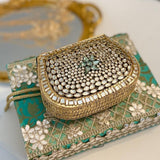 The Fashion Clutches, Elegant Emerald &amp; Gold Crystal Clutch -FASH001EC