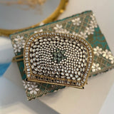 The Fashion Clutches, Elegant Emerald &amp; Gold Crystal Clutch -FASH001EC