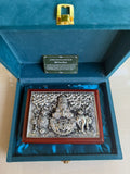 999 Silver Plated Tirupati Venkateswara Design dry fruit box (partitioned inside) with premium Velvet Box-ANUB001SB