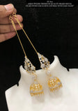 Sucheta , Gold Finish Diamond Replica Jumka Earrings with  Earchain for women -SHAKI001DJ