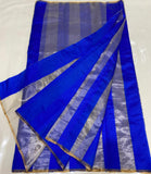 Mandakini , Indigo Blue Pattu Silk Zari Stripes Saree for women -SHAHBAZ001BS