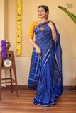 Mangalyam  , Deep Blue shade Arani Cotton checkered Cotton saree for women -DIYA001ACD