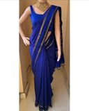 Mangalyam , Indigo Blue shade Arani Cotton checkered  Cotton saree for women -DIYA001ACB