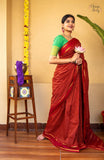 Mangalyam , Red  shade Arani Cotton checkered Cotton saree for women -DIYA001ACE