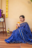 Mangalyam  , Deep Blue shade Arani Cotton checkered Cotton saree for women -DIYA001ACD