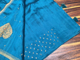 Blue shade Soft Tussar Silk Saree with Blouse for women -SACHI001BT